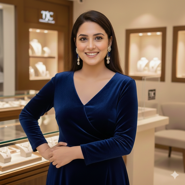 Traditional Long Tops Earrings in Blue Sapphire with Premium Quality & 14K Antique Gold Plated Earrings