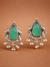 Stud Earrings with Pushback | Silver Inspired | Monalisa Glass Stone |