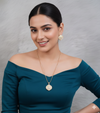 TJC Traditional Indian Moissanite Glass Polki Chain Pendant – 22K Gold Plated (Adjustable 22–24 Inch)