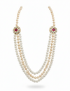 Monalisa Glass Beaded Unisex Necklace (Ruby Red) – 3 Layer With Gold Plated Premium Quality Necklace