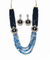 Blue Sapphire Inspired Indian Monalisa Glass Beads Elegant 3-Layer Beaded Necklace & Bollywood Celebrity Wear Premium Necklace