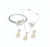 Yellow Sapphire Inspired Faceted Glass ComboJewelry Set With American Diamond Accents | Premium Quality Earrings ,Ring , Kada And Chain Pendant