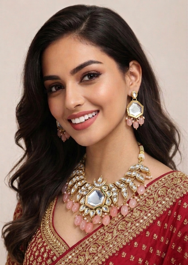Premium Quality | Kundan Meena | Crystal Beads | Kundan Necklace |