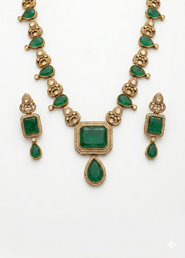 Premium Quality | Doublet Stone | Brass | Handmade Necklace Set |