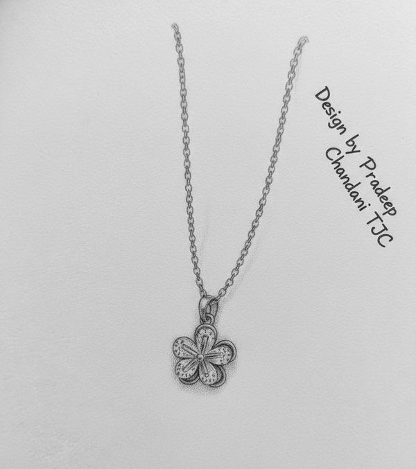 Anti - Tarnish Gold Plated Daisy Flower Premium Quality Chain Pendantwith CZ Stones