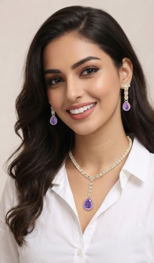 Amethyst Inspired | Premium Quality | American Diamond | Necklace Set |