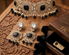 Monalisa Black Onyx | American Diamond Choker Necklace Set with Earrings | Elegant Jewelry |