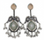 Silver Replica | Aqua Grey Chalcedony & Pearl | Oxidised Kashmiri Earrings |