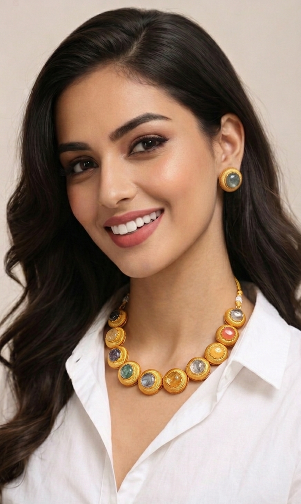 Premium Quality | Natural Stone | Pastel Shade Theme | Necklace Set |