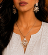 Premium Quality |Italian Meenakari | Moissanite Pendant Set | White Color |