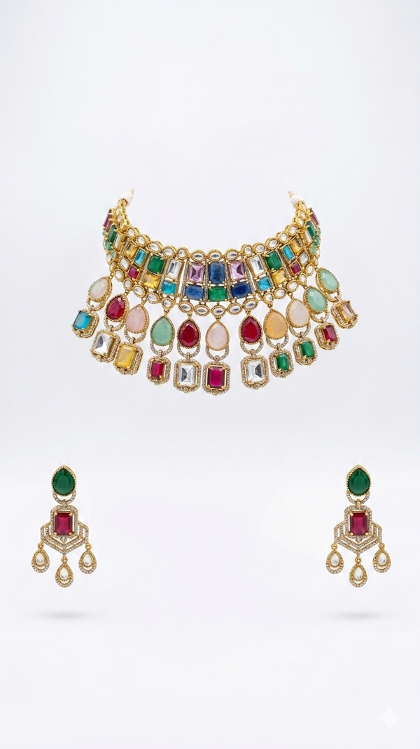 Premium Quality | Precious Inspired ColorStone | Necklace Set | Multi Color |