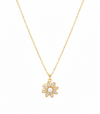 Anti - Tarnish Golden Pearl Bloom Floral Pendant in Daisy Shape Premium Chain Pendant with Gold Plated