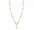 Mother of Pearl Brass Beaded Necklace/ Mala With American Diamond Accent & Statement Piece