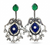 Silver Replica | Swiss Blue Chalcedony & Pearl | Oxidised Kashmiri Earrings |