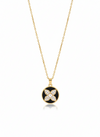 Anti - Tarnish Gold Plated Star Round Coin Clover Flower Premium Quality Chain Pendant with Black Enamel