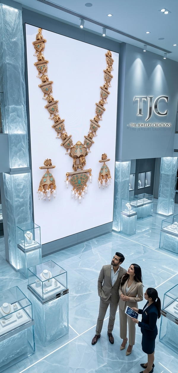 Monalisa Glass | Rani Har | Necklace Set with Earrings | Gold Plated