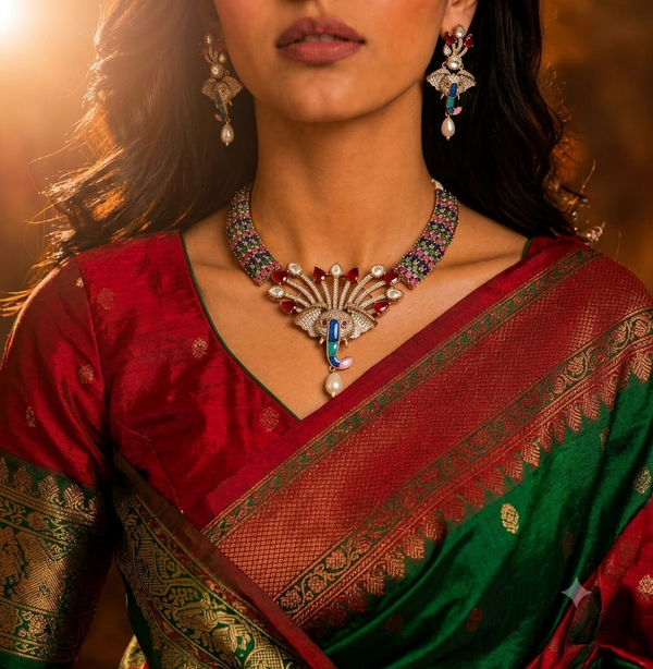 Premium Quality | Jungle Theme | Necklace Set with Mangtika |