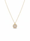 Anti - Tarnish Gold Plated Round Coin Shape Floral Premium Chain Pendantwith Cubic Zirconia Stones