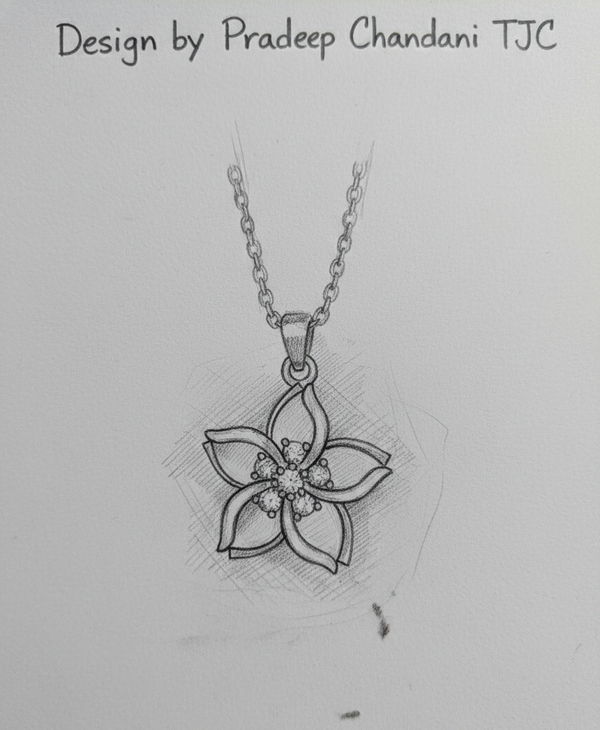 Anti - Tarnish Star Flower Shape Premium Chain Pendant with CZ Accents& Charm Anti -Tarnish Jewelry