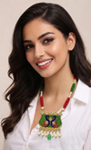 Premium Quality | White Pearl Drop | Meenakari | Long Necklace |