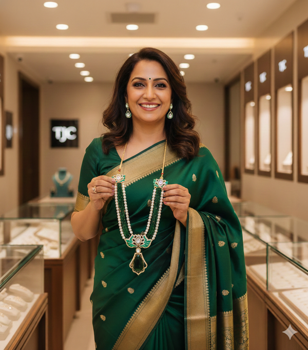 Indian Traditional Pear-Shape Doublet Stone Necklace Set