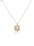 Anti - TarnishPinwheel Flower Shape Premium Chain Pendant with CZ Accents & Statement / Designer Anti- Tarnish Chain Pendant