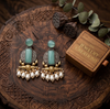 Aqua Monalisa Glass | Silver & Gold (Dual) Plated | Silver Replica Oxisidised Earrings | Rich text editor