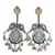 Silver Replica | Blue Chalcedony & Pearl | Oxidised Kashmiri Earrings |