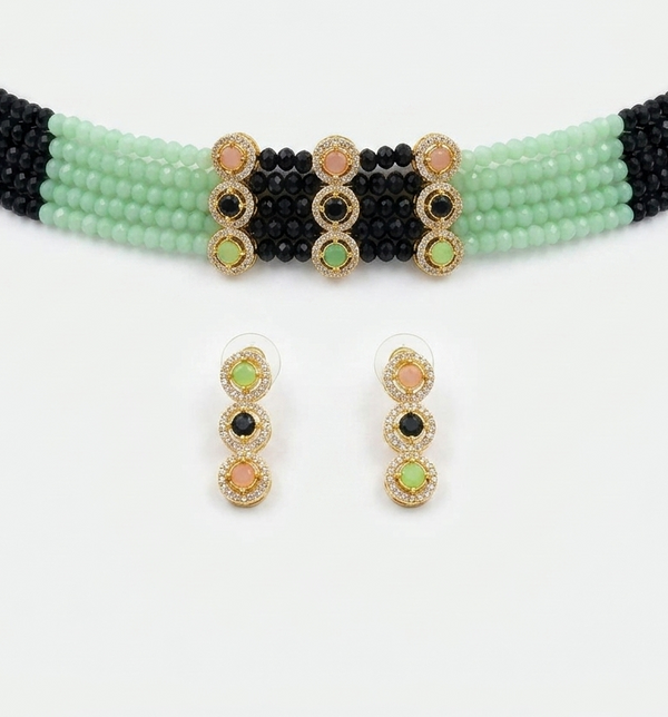 Premium Quality | Beaded Choker Set | Studd Earrings |