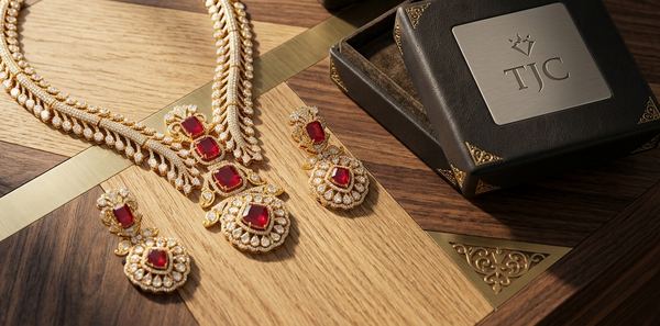 Premium Quality | Doublet Stone | Necklace Set | Red Color |