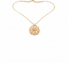 Anti- Tarnish Round Shape Golden Peach Bloom Premium Chain Pendant in Peach Pink & Glass Stone with Gold Plated
