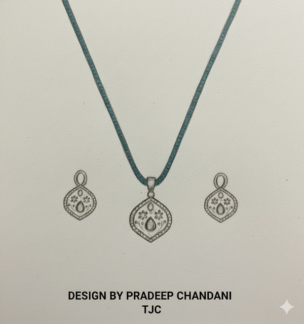 Italian Enamel Peach & Red Moissanite Polki Chain Pendant / Necklace Set