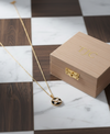 Anti - Tarnish Gold Plated Star Round Coin Clover Flower Premium Quality Chain Pendant with Black Enamel