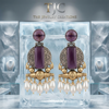 Amethyst Glass | Silver & Gold (Dual) Plated | Silver Replica Oxisidised Earrings |