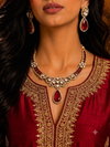 Premium Quality | Doublet Stone | Moissanite Detailing | Choker Sets | Red Color |