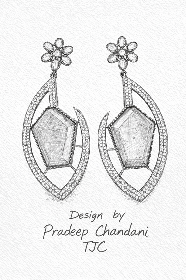 Premium Quality | Gold Plated | Long Tops Earrings | Dublet Stone |