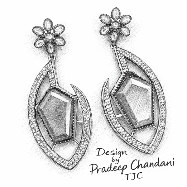 Premium Quality | Gold Plated | Long Tops Earrings | Dublet Stone |
