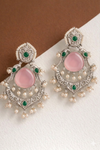 Dangler Earrings | Monalisa Glass Stone | Silver Plated | Brass |
