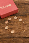 TJC – Embossed Floral Double Chain Bracelet in Rose Gold Tone, Adjustable Fit