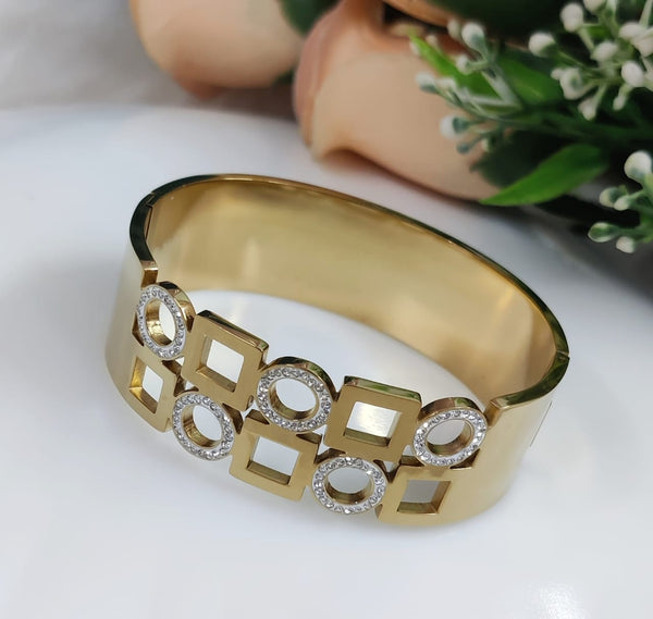 TJC Gold-Toned Anti-Tarnish Geometric Open Cuff Bracelet