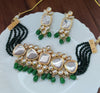 TJC Green Kundan Choker Necklace Set with Earrings | Crystal & Glass Beads | Bridal Jewelry